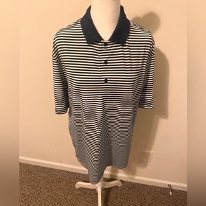 UNTUCKit Cronos Feeder Stripe Navy Blue Polo Shirt Size Large